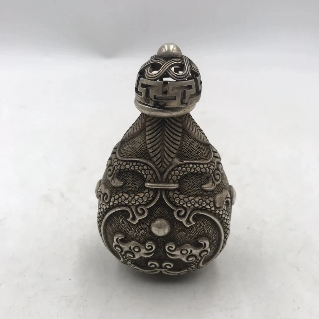 Chinese White Bronze Snuff Bot - Vintage Collectible Bottles ulasan dan harga